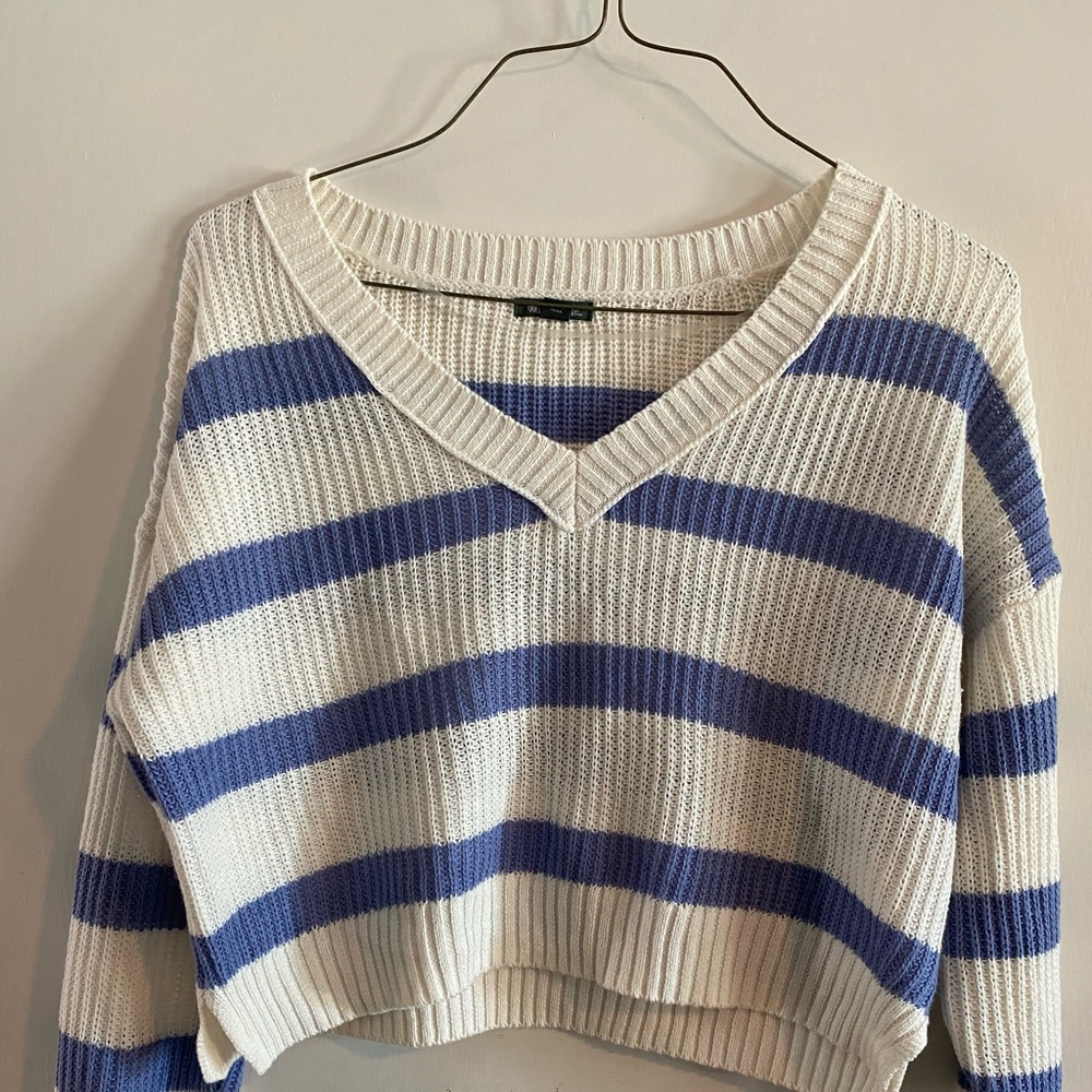 Retro Stripe Knit Long Sleeve Crop Top